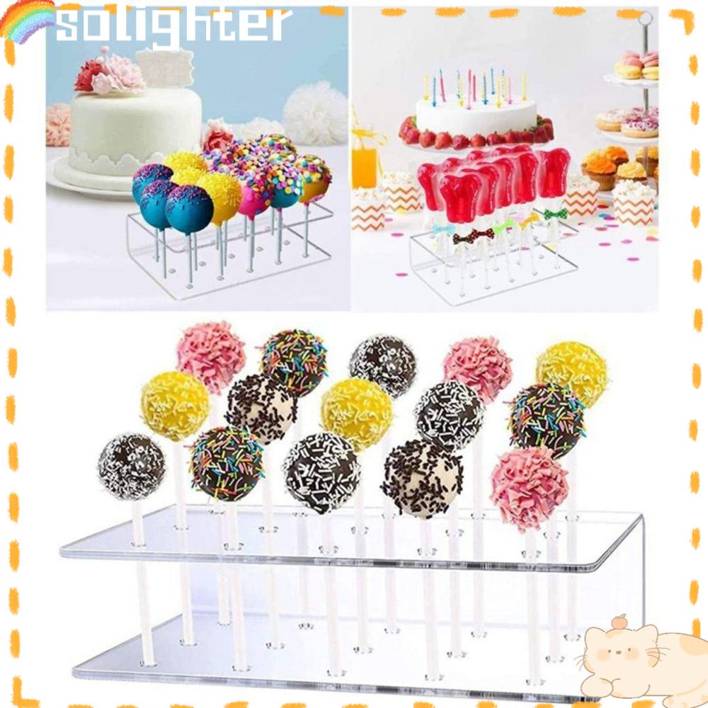 Solighter Tempat Kue Lolipop Party Candy Holder Bening Display Stand