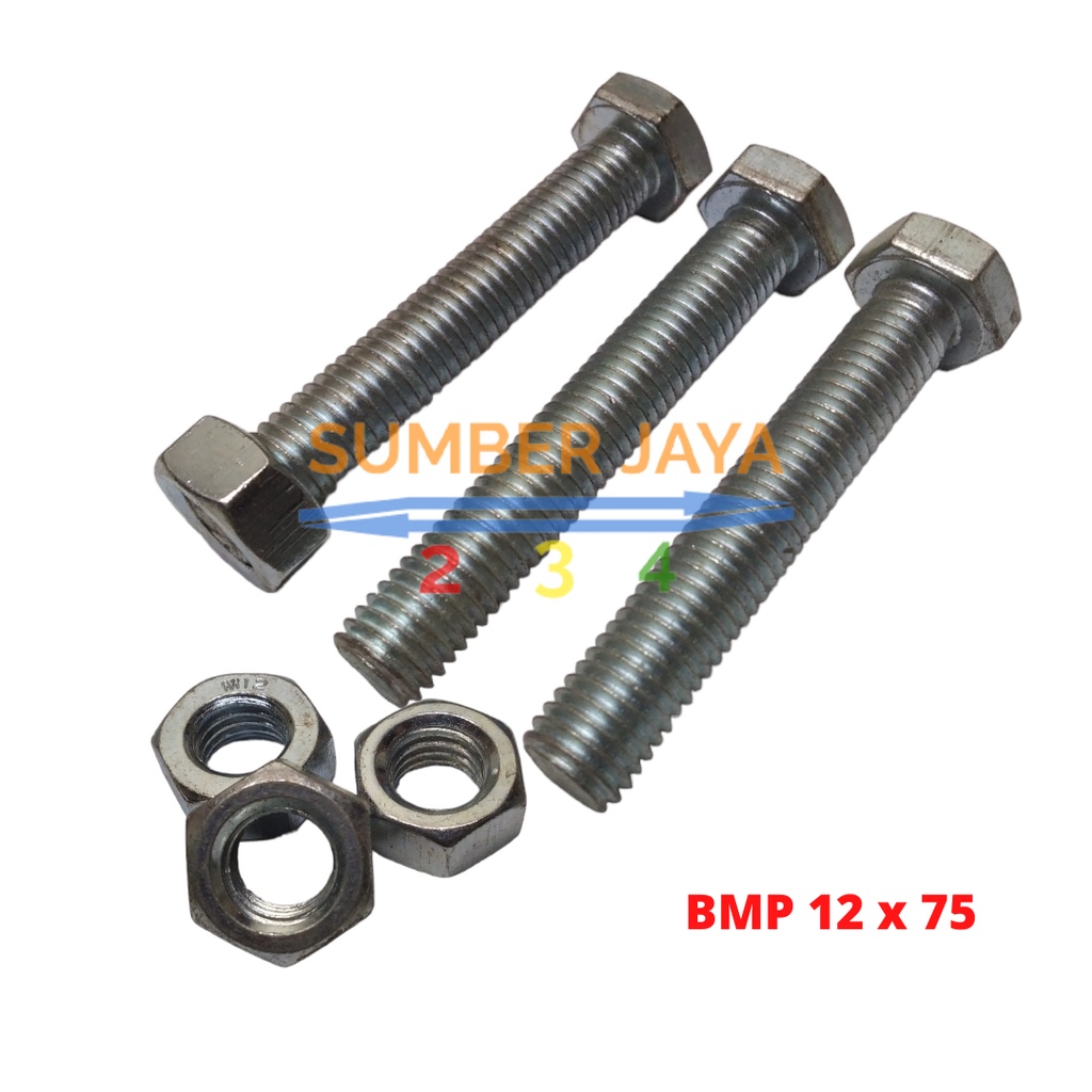 MUR BAUT M12 BMP 12 X 75 MM PUTIH BMP TERMURAH