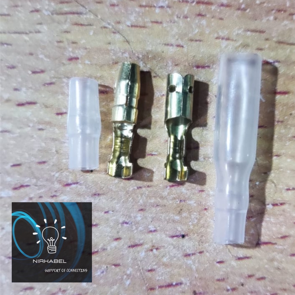 Skun Kabel Bulat Jantan Betina Konektor Motor Male Female Brass vynil pelindung