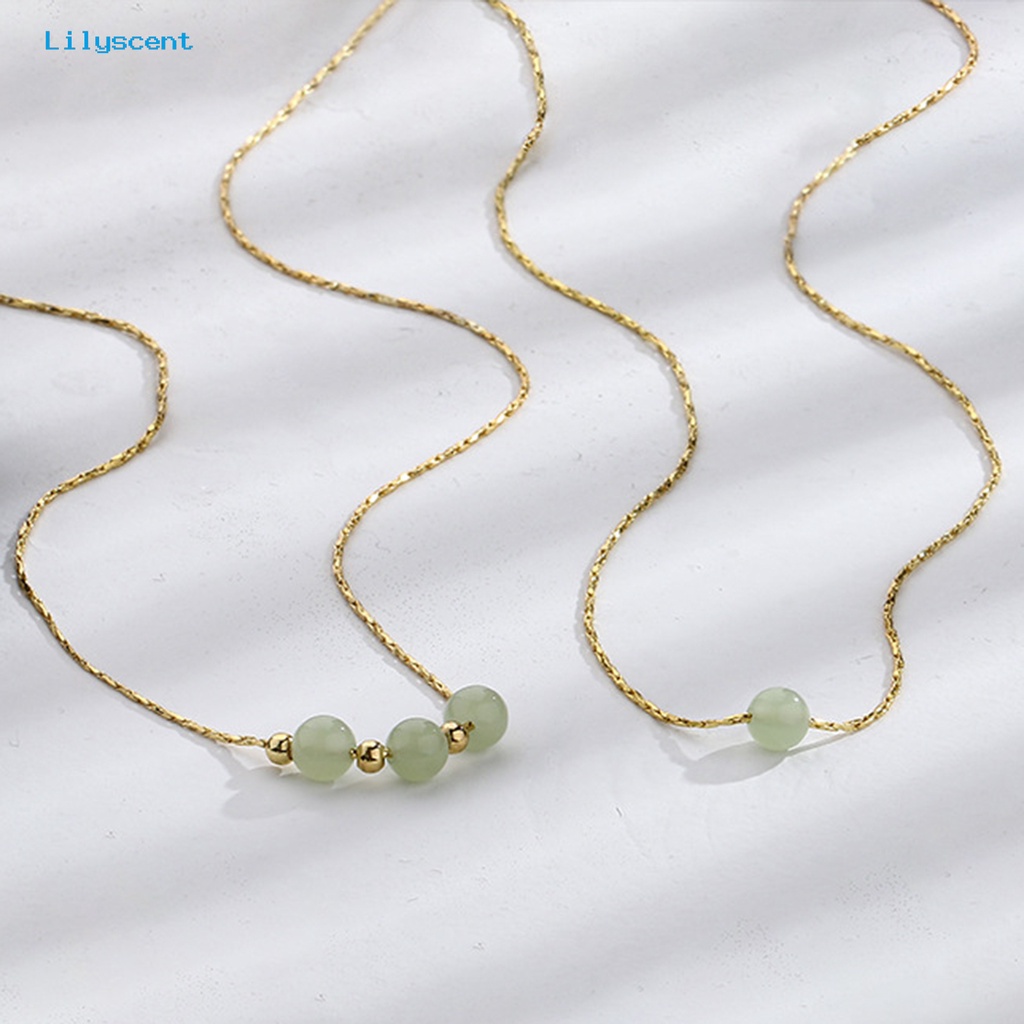 [LS] Rantai Klavikula Vintage Geometris Imitasi Hetian Jade Adjustable Extension Chain Membawa Keberuntungan Hadiah Wanita Manik-Manik Liontin Kalung Pesona Perhiasan Untuk Pacaran