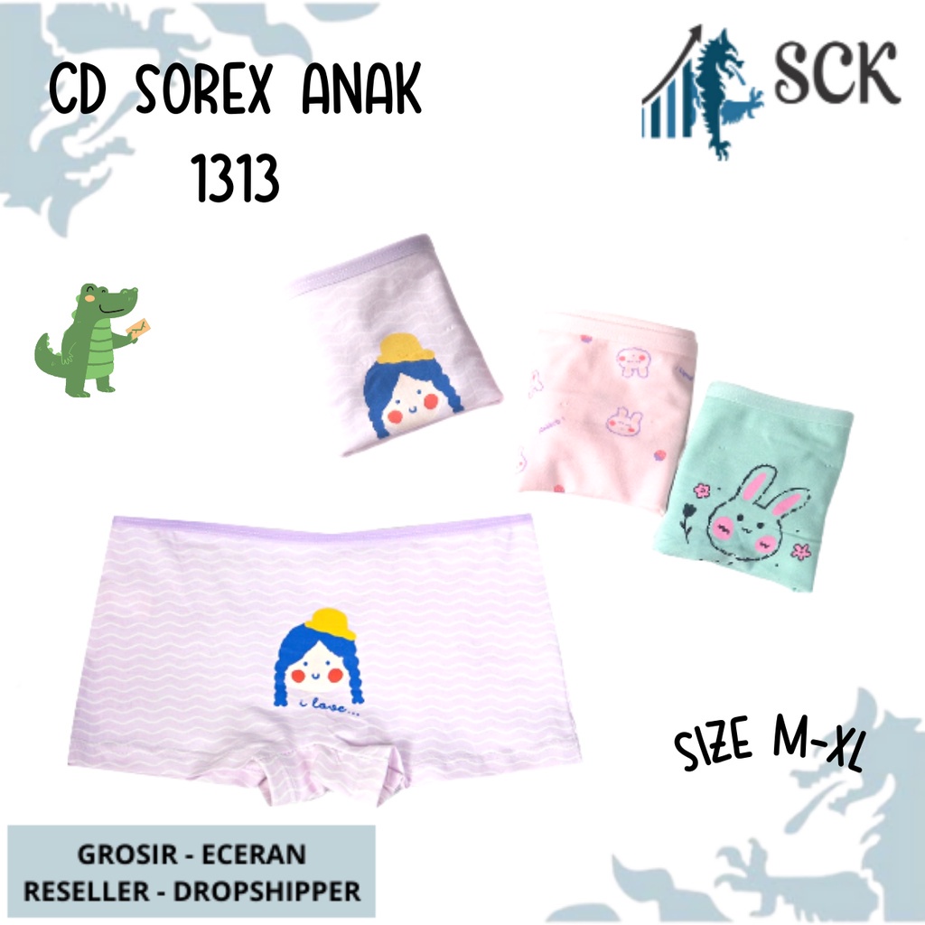 [ISI 2] CD Anak Perempuan SOREX KIDS 1313 model BOXER Polos Warna / Celana Dalam SOREX Kids - sckmenwear GROSIR