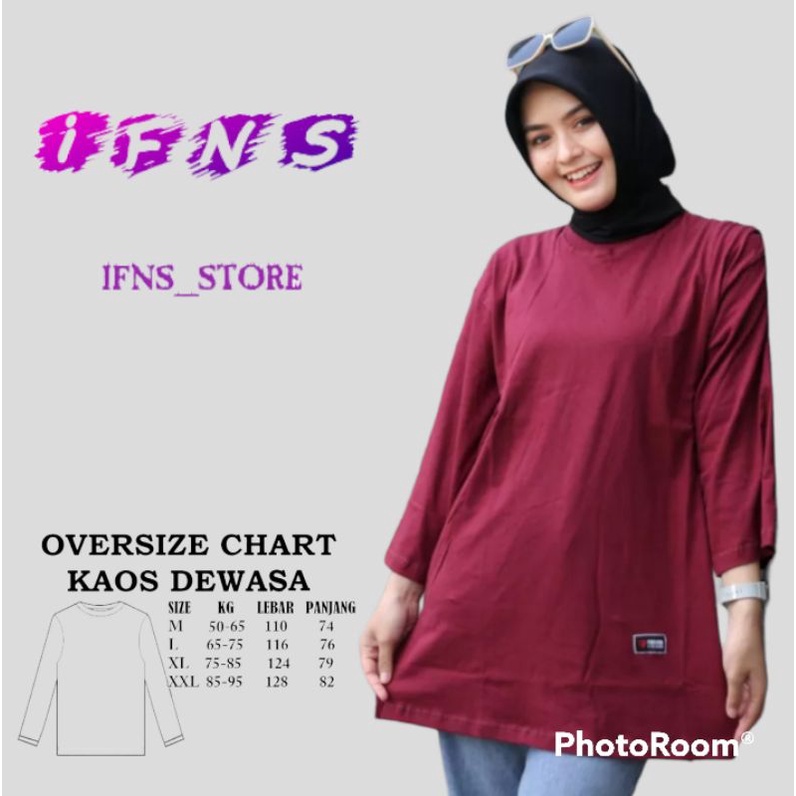 Kaos oversized Lengan Panjang Wanita Kaos Polos Nonbusui hijab Friendly