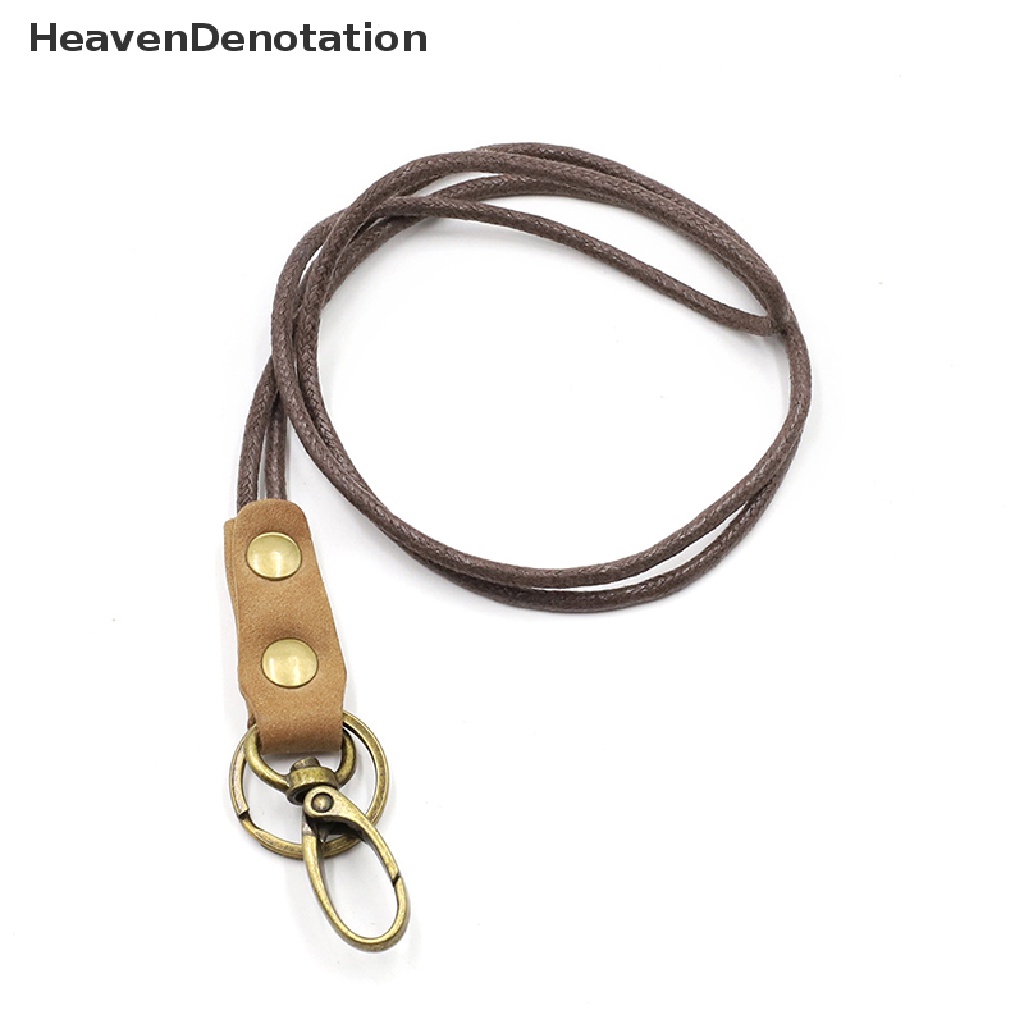 [HeavenDenotation] 1pc Tali Leher Lanyard Kunci Kulit Sapi Untuk Holder Kartu Lanyard Gantungan Kunci HDV