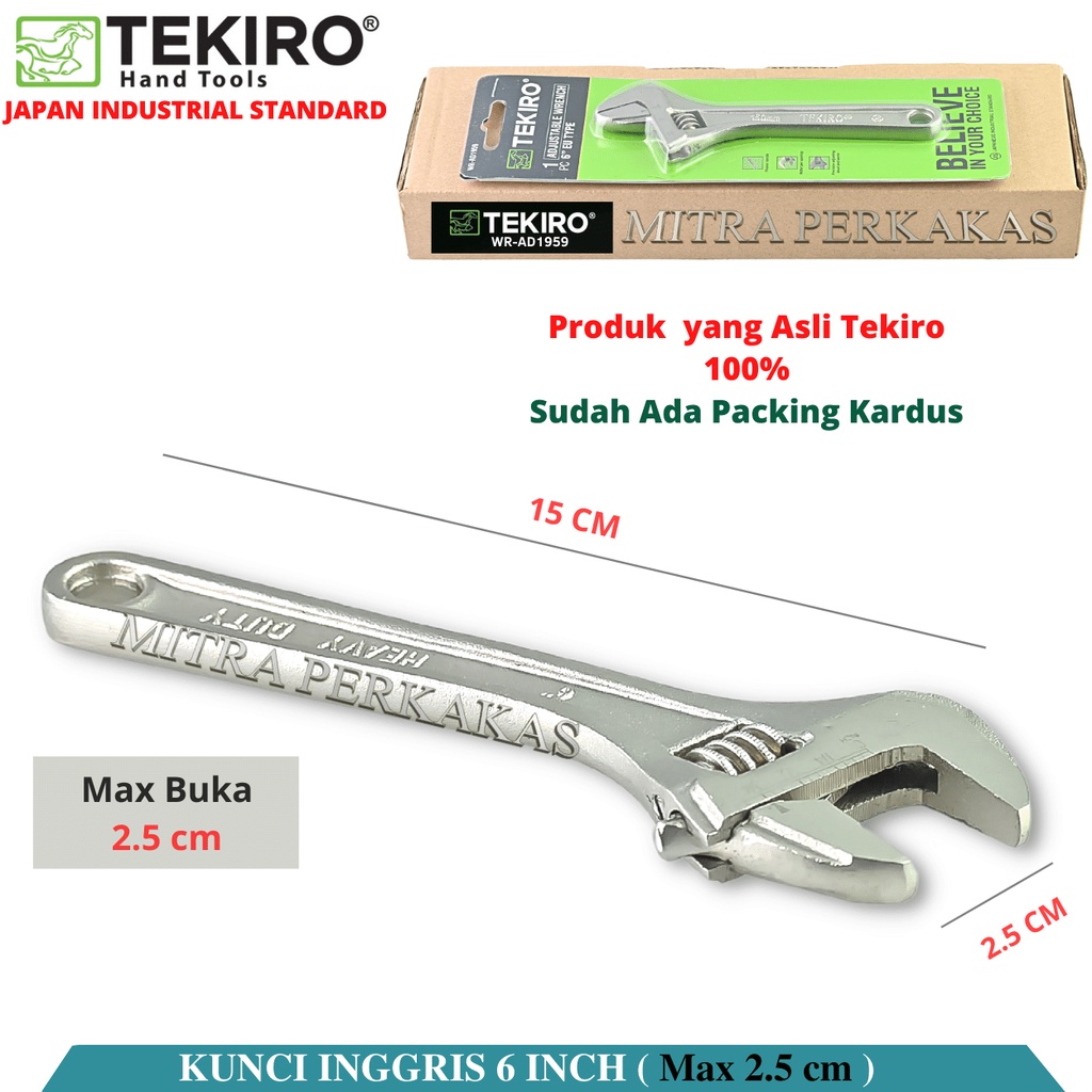 Jual KUNCI INGGRIS / ADJUSTABLE WRENCH 6" TEKIRO WRAD1959 Shopee