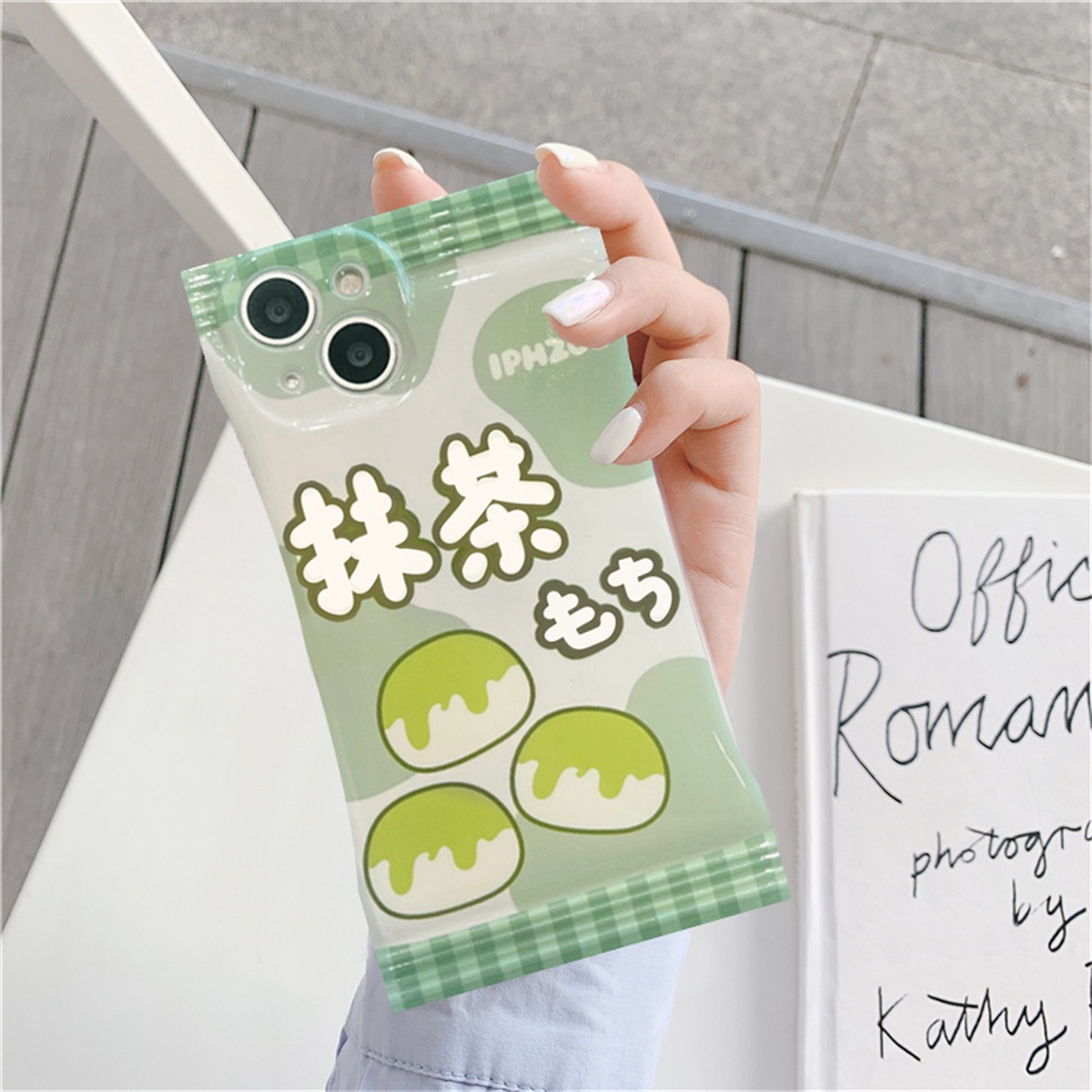 IPHONE Case Kartun Kompatibel Untuk Iphone14 14Pro 11 13 12 Pro MAX iPhone7 8plus 6s Plus XR 14Plus XS MAX Hamburger Dan Matcha Mousse Daifuku TPU Soft Phone Cover