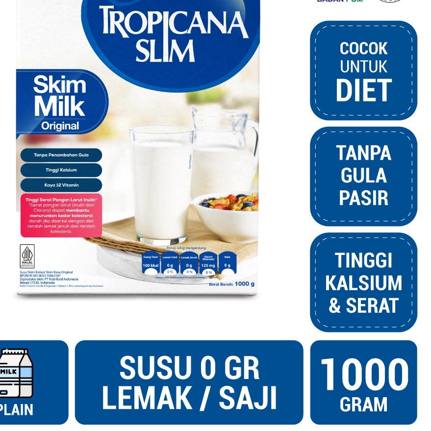 

➫ Tropicana Slim Susu Skim Original 1000 gram - Bantu Turunkan Kolesterol ➷