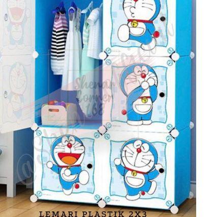 ☺ SHENAR LEMARI PLASTIK (2X3) 6 KOTAK BAJU PAKAIAN ANAK BAYI PORTABLE KARAKTER HELLOKITTY DORAEMON /