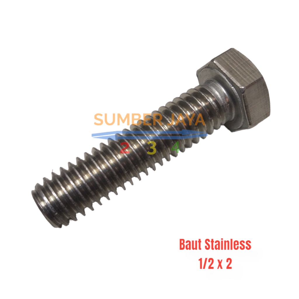 Baut Hexagon Stainless Steel 1/2&quot; x 2&quot;