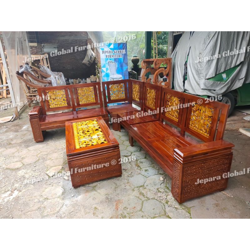 Kursi Tamu minimalis jati sudut ukir tumpuk murah (kursi jati termurah,kursi sofa,sofa jati )