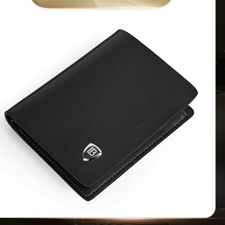 ✥ BOSTANTEN Dompet Pria Bahan Kulit Sapi Asli Model Lipat Pendek Hitam/Coklat ♛