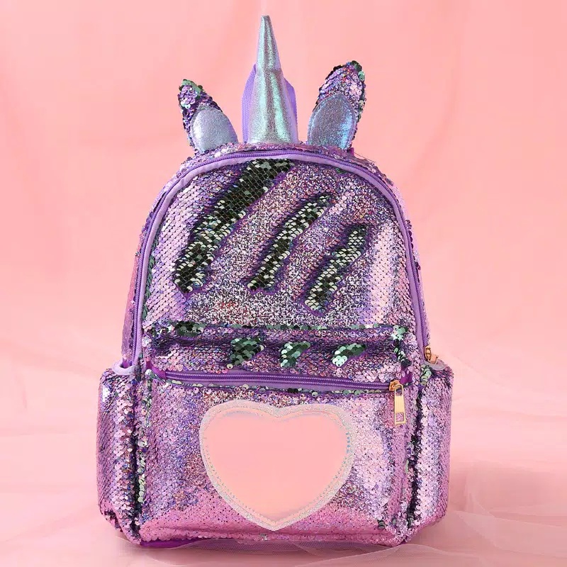 Tas Sekolah Ransel Anak Motif Sequin Usap Unicorn Frozen LOL Tas Ransel Anak SD / TK / Playgroup / Paud Backpack Anak Perempuan