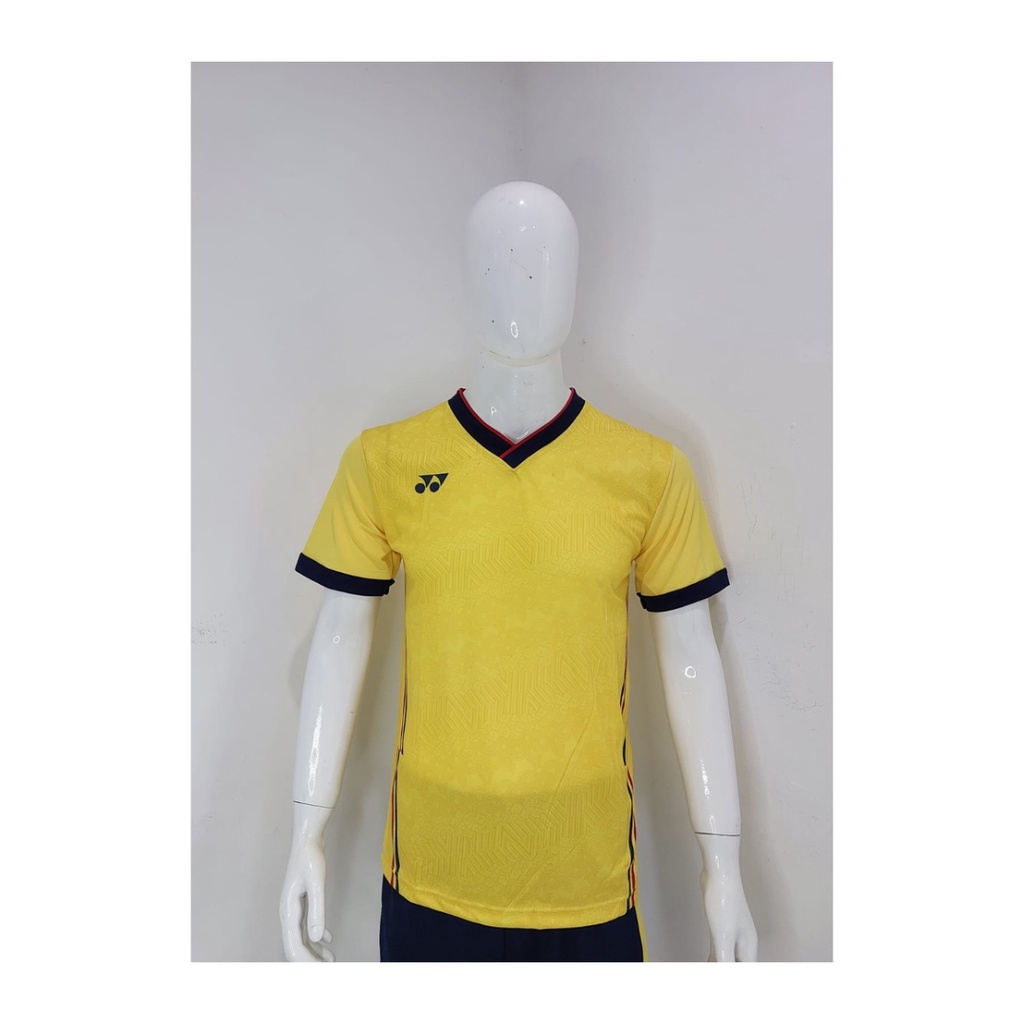 Kaos bulutangkis pria Y278 baju badminton atasan olahraga jersy wanita dewasa t-shirt outfit seragam kostum jersey casual suit pakaian jarsey oblong apparel sport jersi sudirman thomas uber cup bulu tangkis kuning polos