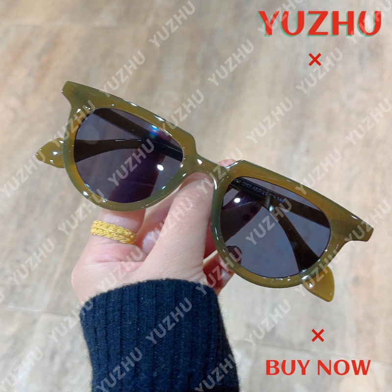 (YUZHU) Vintage Fashion Oval Setengah Rim Kacamata Hitam Wanita Mode Baru Bingkai Kecil Cat Eye Kerai Kacamata Anti Cahaya Biru Kacamata Pria