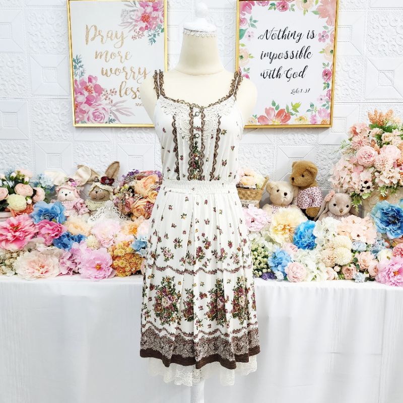 Dress bunga Axes Femme import jepang korea