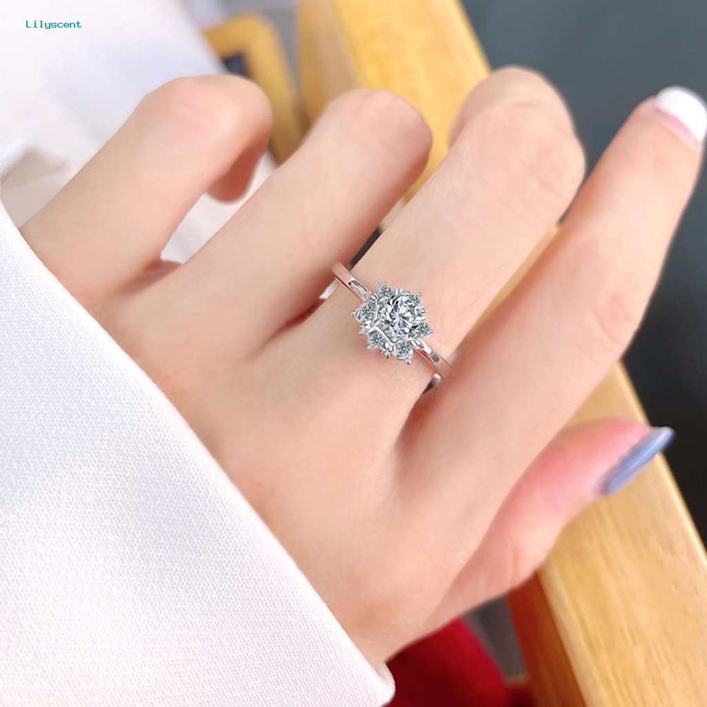 Lilyscent Tembaga Perhiasan Jari Cincin Perhiasan Hadiah Cubic Zirconia Ring Aksesoris Baju Pesta Snowflake