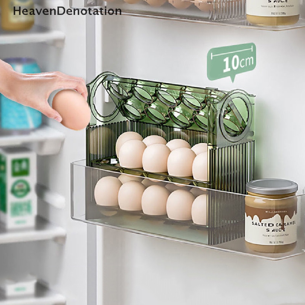 [HeavenDenotation] Kotak Penyimpanan Telur Kulkas Organizer Wadah Makanan Egg Fresh-keeping Case Holder Tray Dispenser Kotak Penyimpanan Dapur New HDV