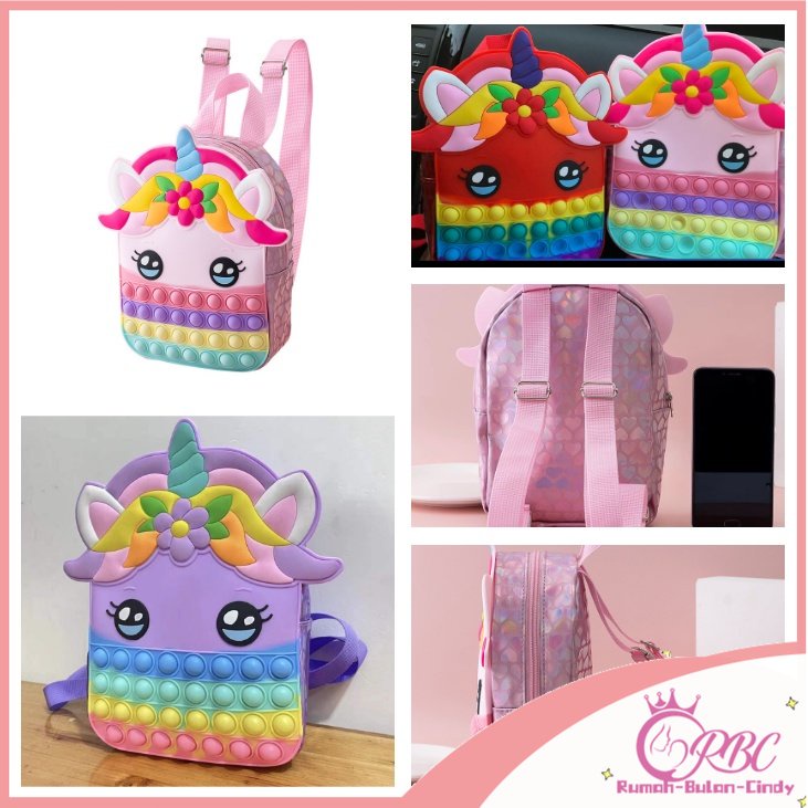 Tas Ransel Pop It Unicorn Makaron Rainbow Anak Penghilang Stress  Tas Sekolah Kapasitas Besar Pop It Ransel tas Sekolah Anak ransel siswa