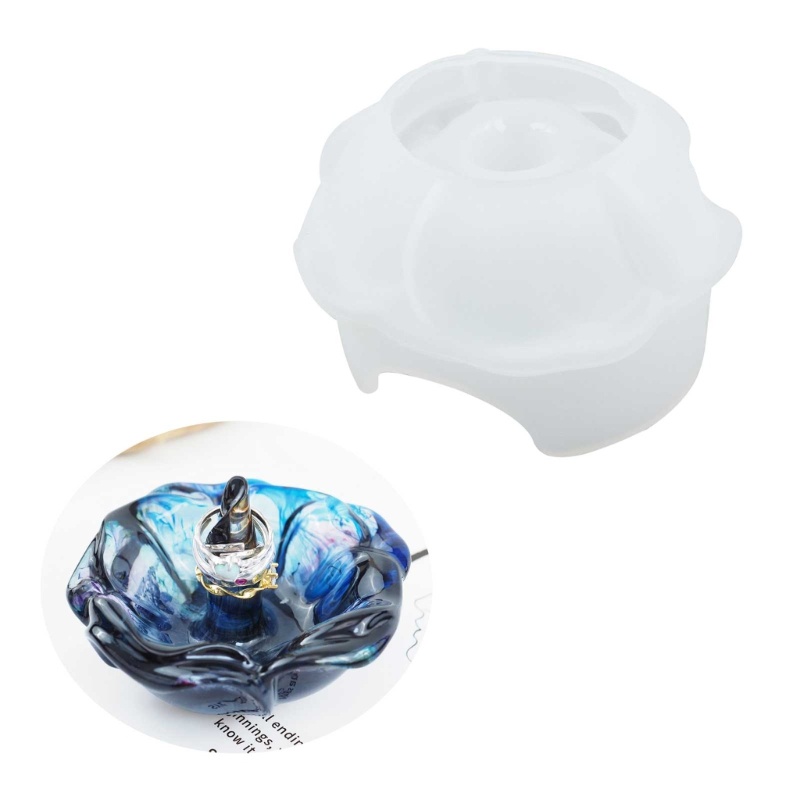 Siy Mawar Berbentuk Tempat Cincin Cetakan Silikon Display Perhiasan Berdiri Cetakan Resin Perhiasan Kecil Ring Dish Mold Mudah Digunakan