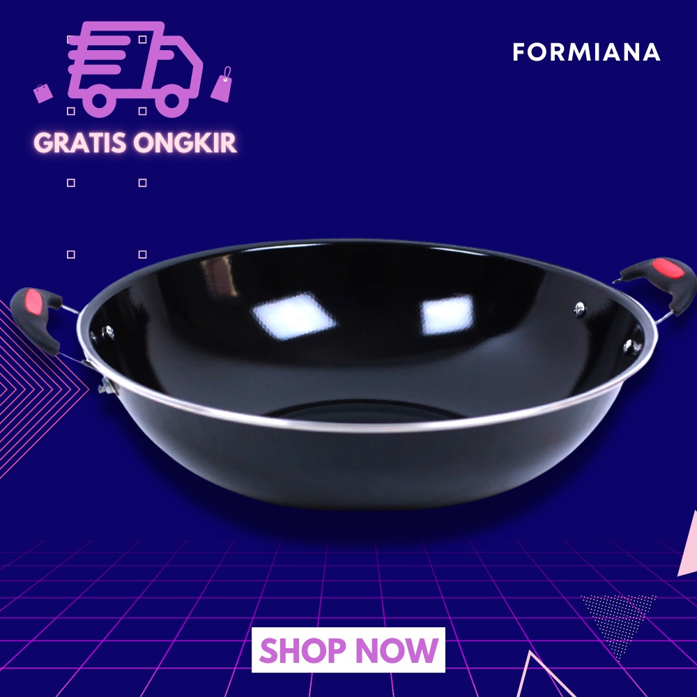 FM - GSE Wajan Enamel 34 cm Hitam | Penggorengan Anti Lengket Serbaguna