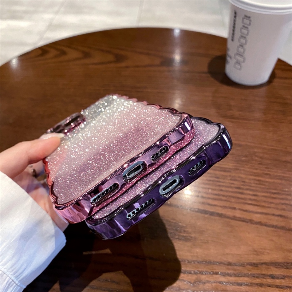 Casing Ponsel Bergelombang Mewah Untuk Iphone14Plus11 12 13 14 Pro Max Plating Bumper Cover Casing Transparan Shockproof iPhone