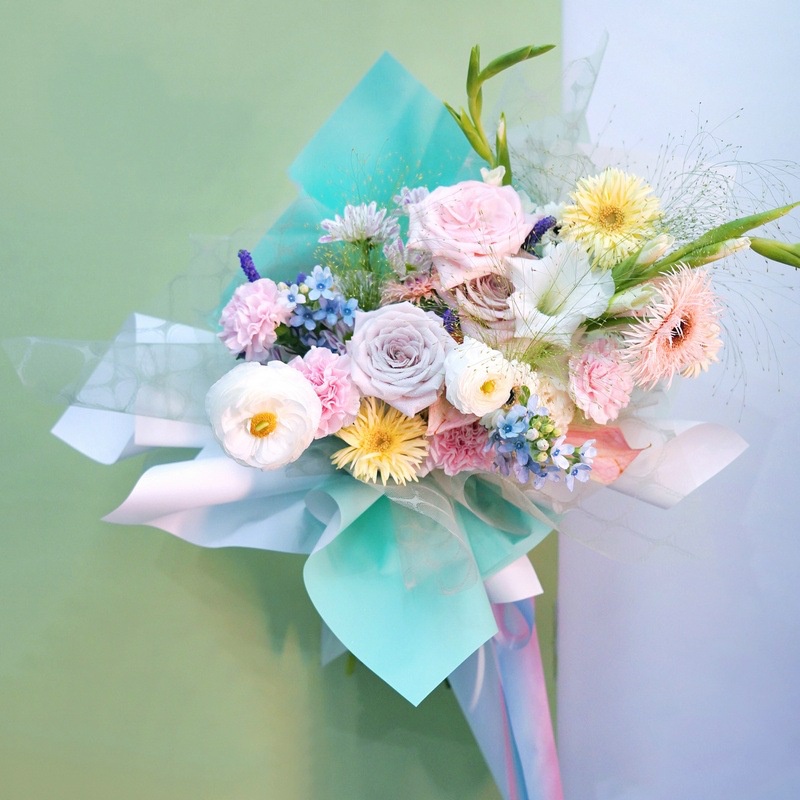 Kertas Buket Bunga Gradient / Bergambar Flower Wrapping Cellophane Paper / Hiasan Bouquet KB6200