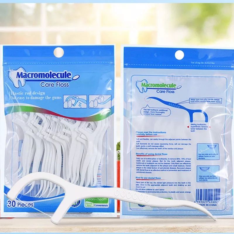 (isi 30) Benang Elastis tusuk gigi Isi 30 Pcs pembersih karang/behel/pembersih behel