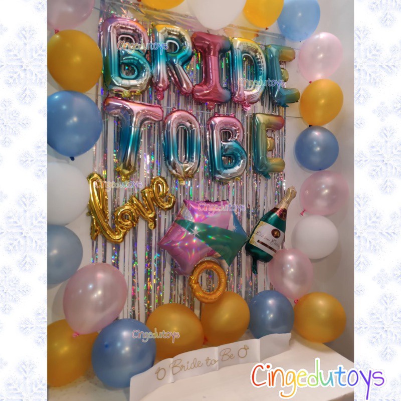 Paket Set dekorasi bridal shower simpel balon bride to be full set LENGKAP RAINBOW