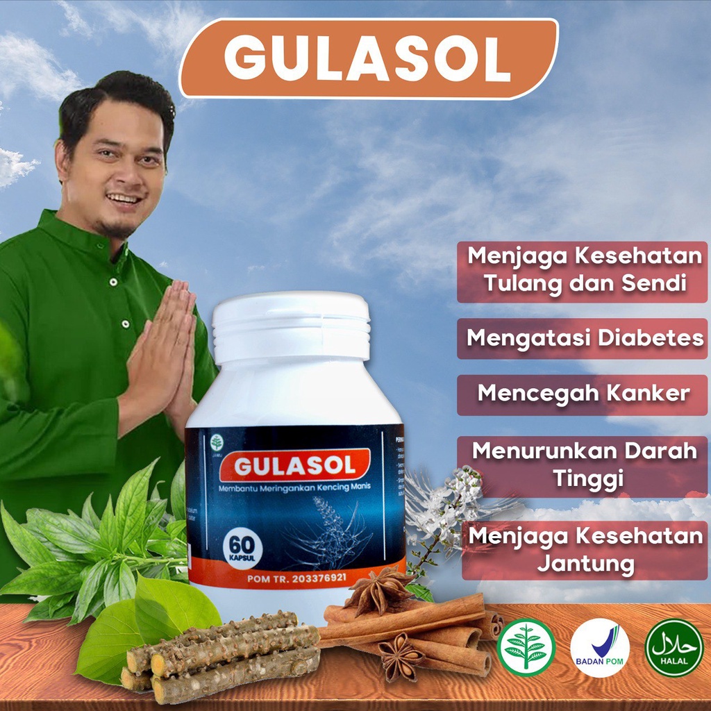 

{ TERLARIS } Gulasol Original Asli 100% Herbal Ampuh Atasi Gula Darah Tinggi, Diabetes atau Kencing Manis HALAL BPOM Isi 60 kapsul