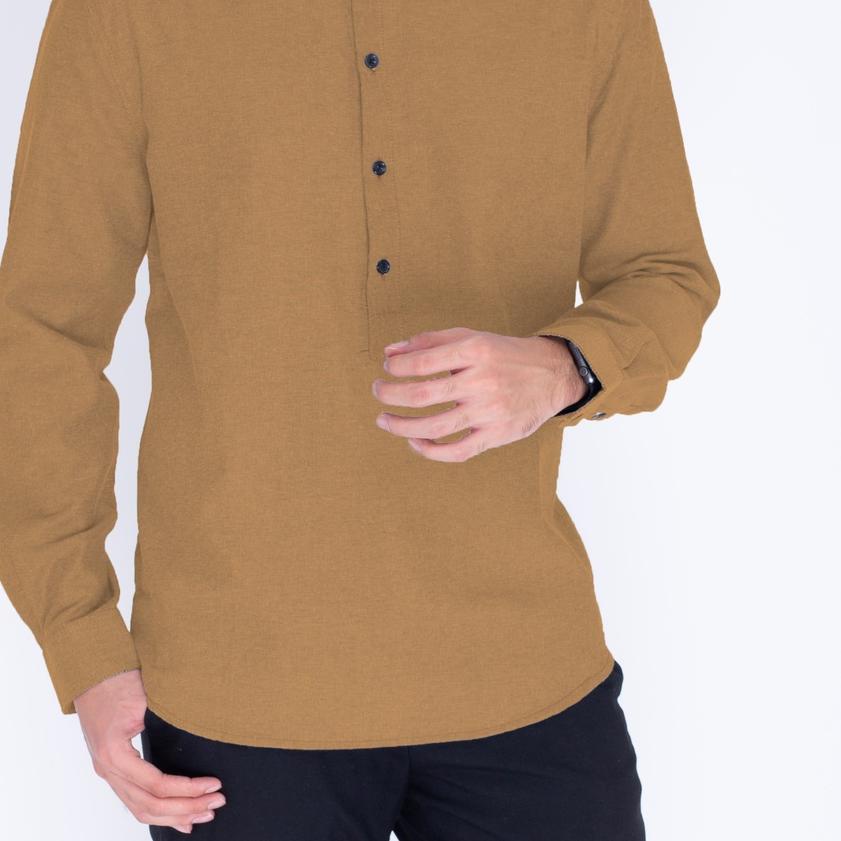 ❇ Koko Kurta Pria Panjang Krem - Baju Muslim Pria Lengan Panjang Krem - Kemeja Pria Lengan Panjang K