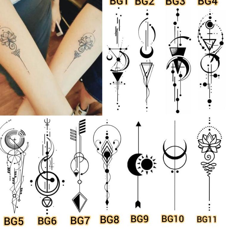 NEW ARRIVAL U33 Tato Temporer garis lengan Stiker Tato Minimalis - BG ↥