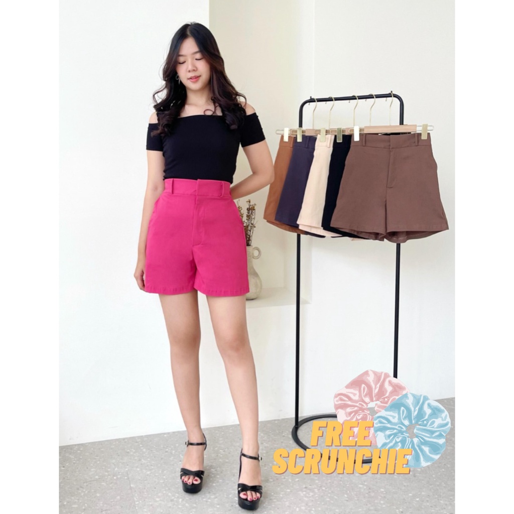 1232 CELANA HOTPANTS PENDEK WANITA COTTON TWILL  / CELANA PENDEK HIGHWAIST