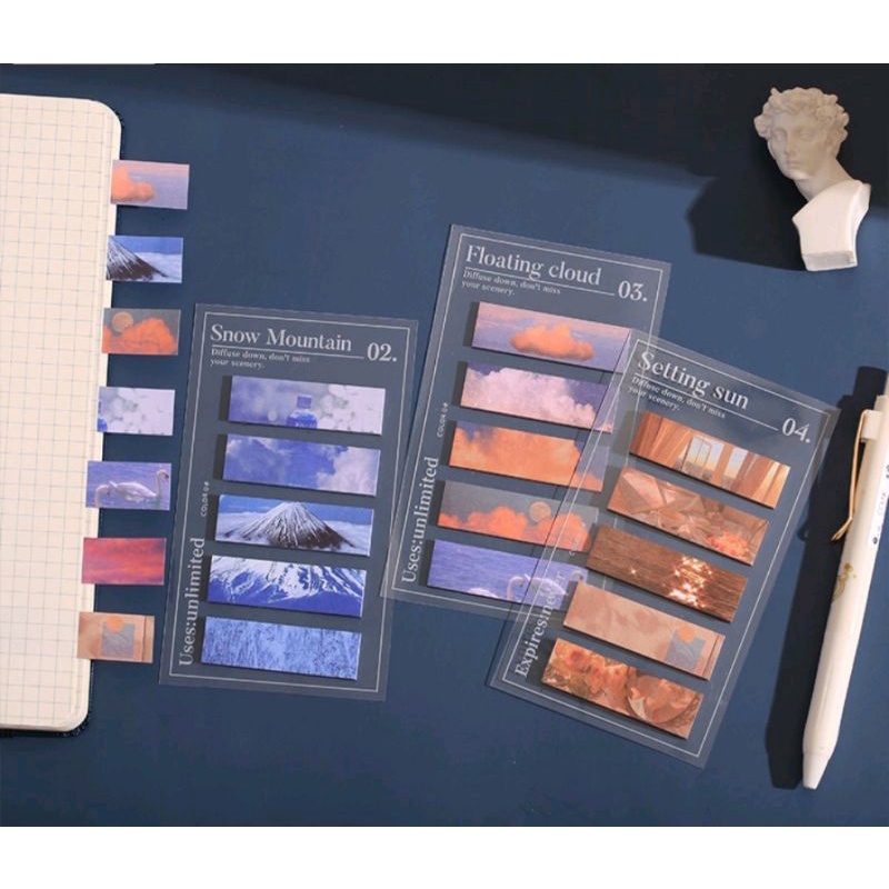 

100 lembar/pack sticky note label bunga awan gunung gelombang