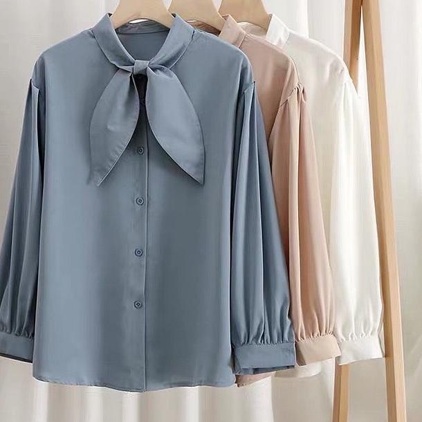 [ BISA COD ]  ⭐️ Osela Top Blouse Kemeja Korean Premium Fit L ⭐️ Fashion Baju Atasan Blus Long Shirt