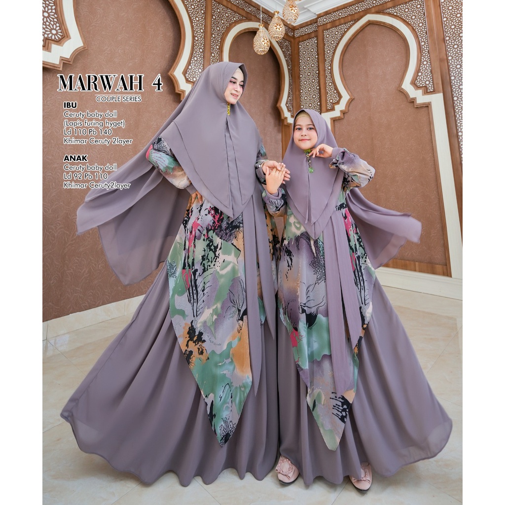 Khadijah Humaira Gamis Syari Couple Ibu Anak Ceruty Babydoll Cp Marwah4 TERLARIS