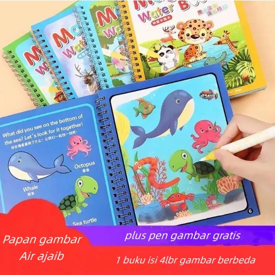 Magic Water Book / Book Water / Buku Mewarnai Ajaib / Magic Water Pen - missbejogrosir