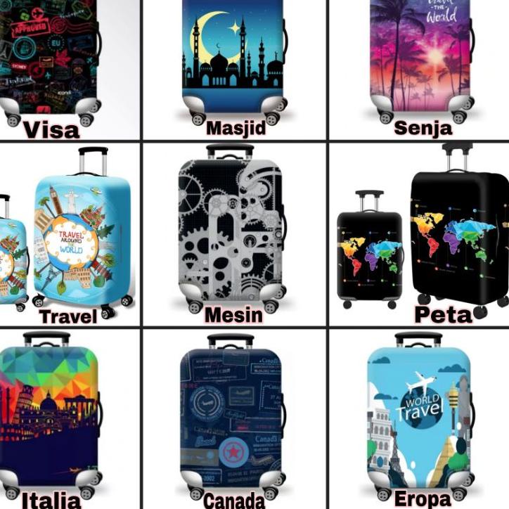 ✦ Sarung PELINDUNG koper/Cover luggage bag ELASTIS motif import ♪