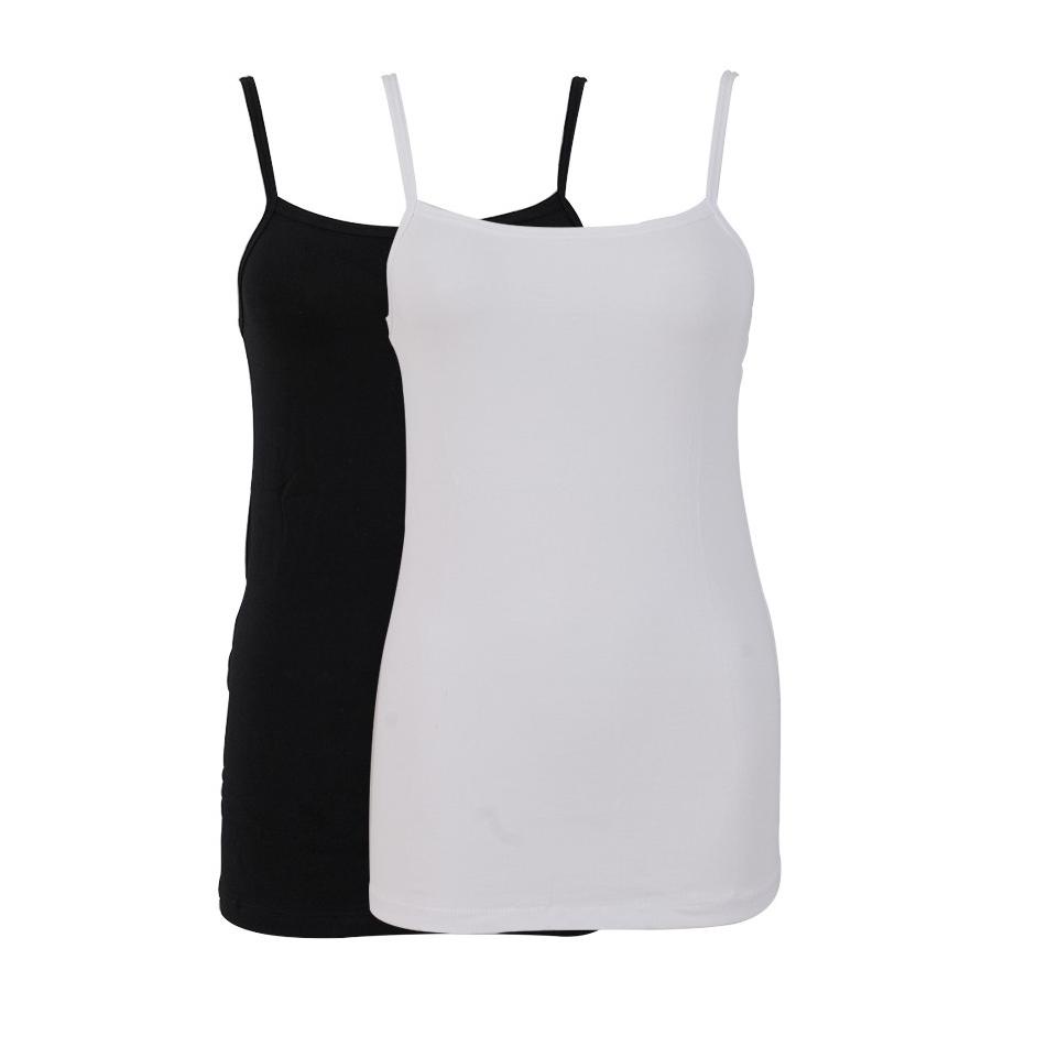 Stok Terbaru Scelta - Tanktop Wanita Atasan Tank Top Hitam Putih Polos Bahan Katun At Se 107