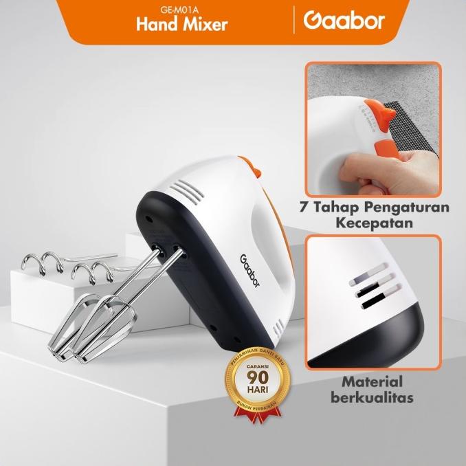 Gaabor Hand Mixer 100 Watt Pengocok Telur Pengaduk Stainless 7 Kecepat