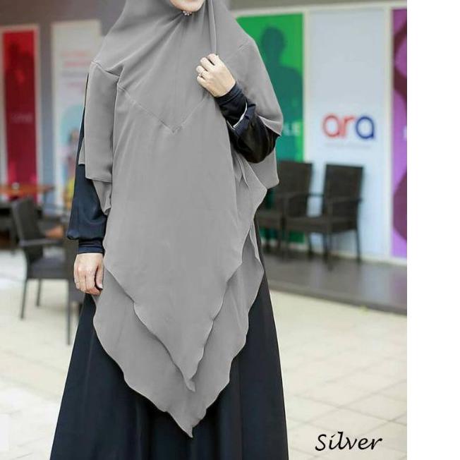✾ Jilbab Hijab Kerudung Bergo Khimar Instan Syari 2 Layer Anindya Ceruty Babydoll Jumbo Panjang Mura