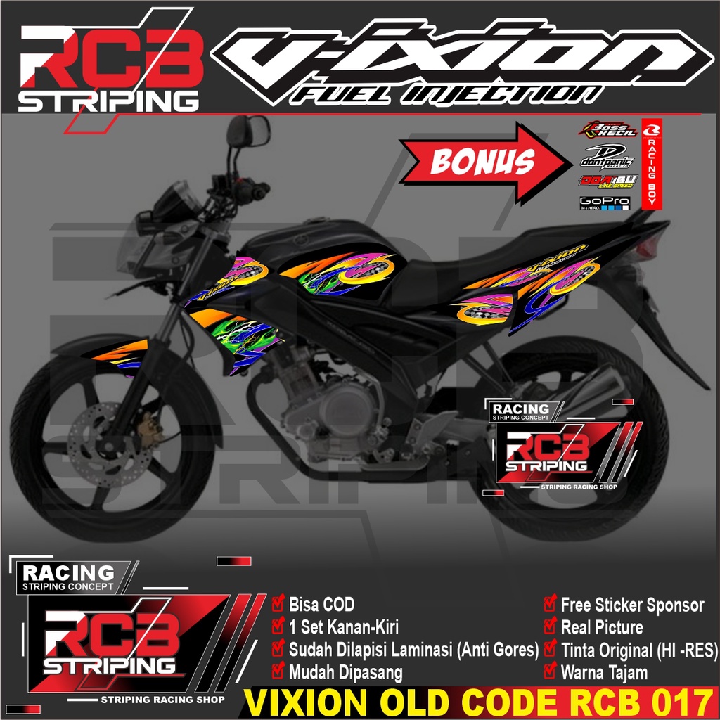 Striping Vixion Old 2007 2008 2009 2010 2011 2012 Sticker Lis Variasi Vixion Stiker vixion Rcb 017