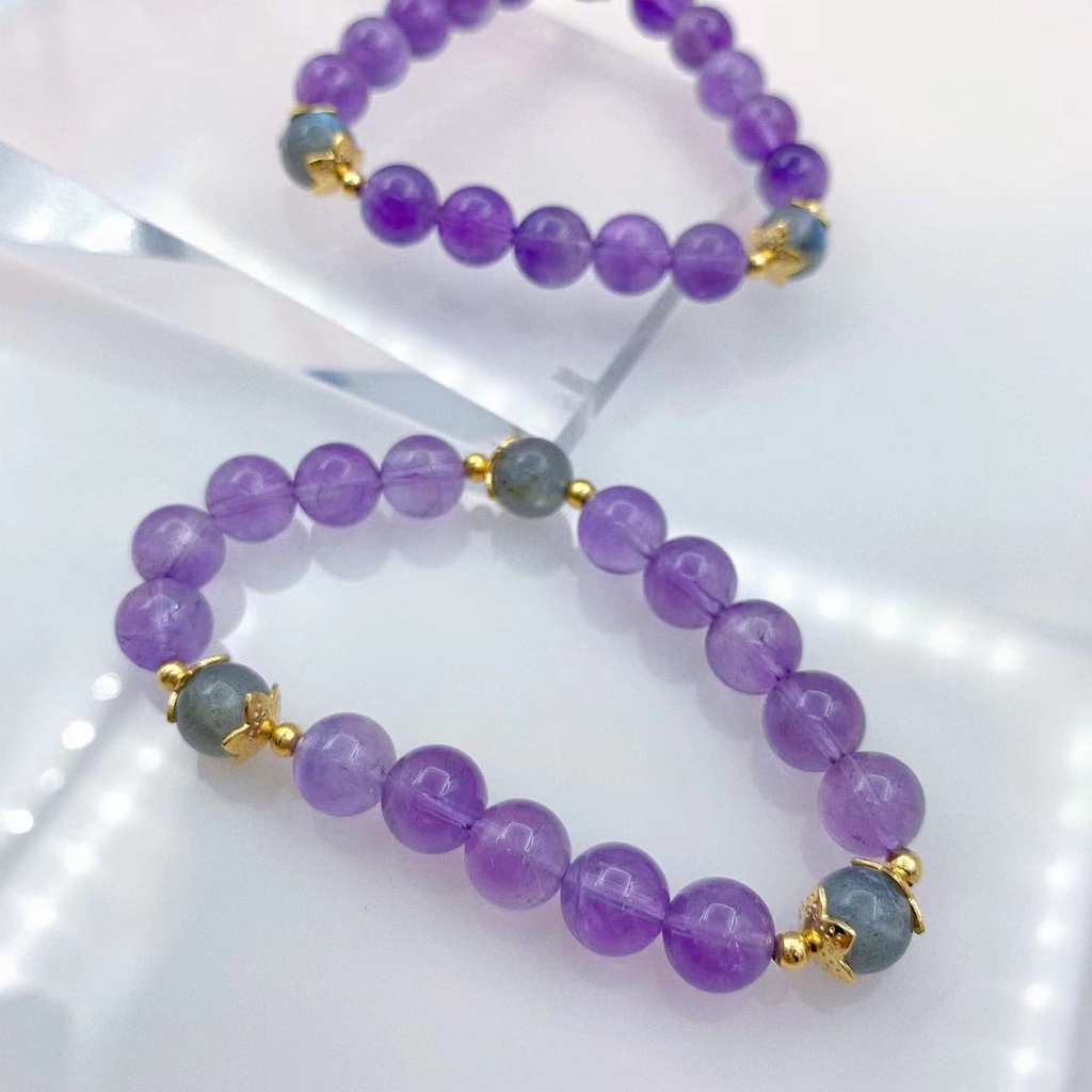 Gelang Kristal Energi Positif Natural Amethyst Moonlight Untuk Wanita