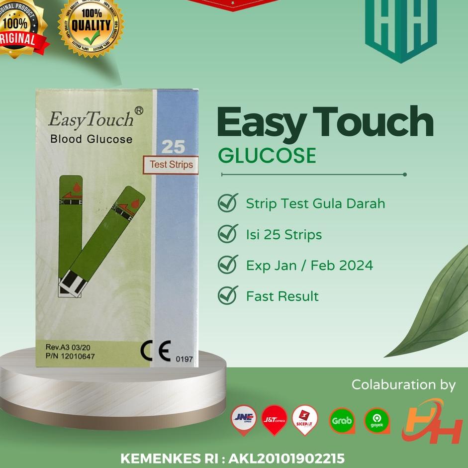 ➱ Easy Touch Strip Alat Cek dan Tes Gula Darah isi 25 Strips / EasyTouch Blood Glucose Test Strip ❃