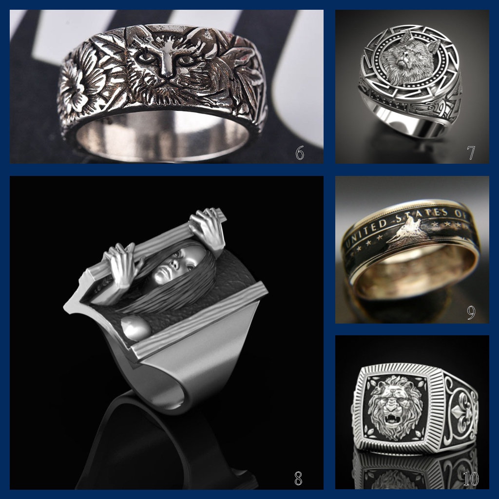 Goldkingdom Aksesoris Perhiasan Fashion Ready Stock Nordic Retro Mitologi Cincin Tengkorak Perak Domenic Male Ring