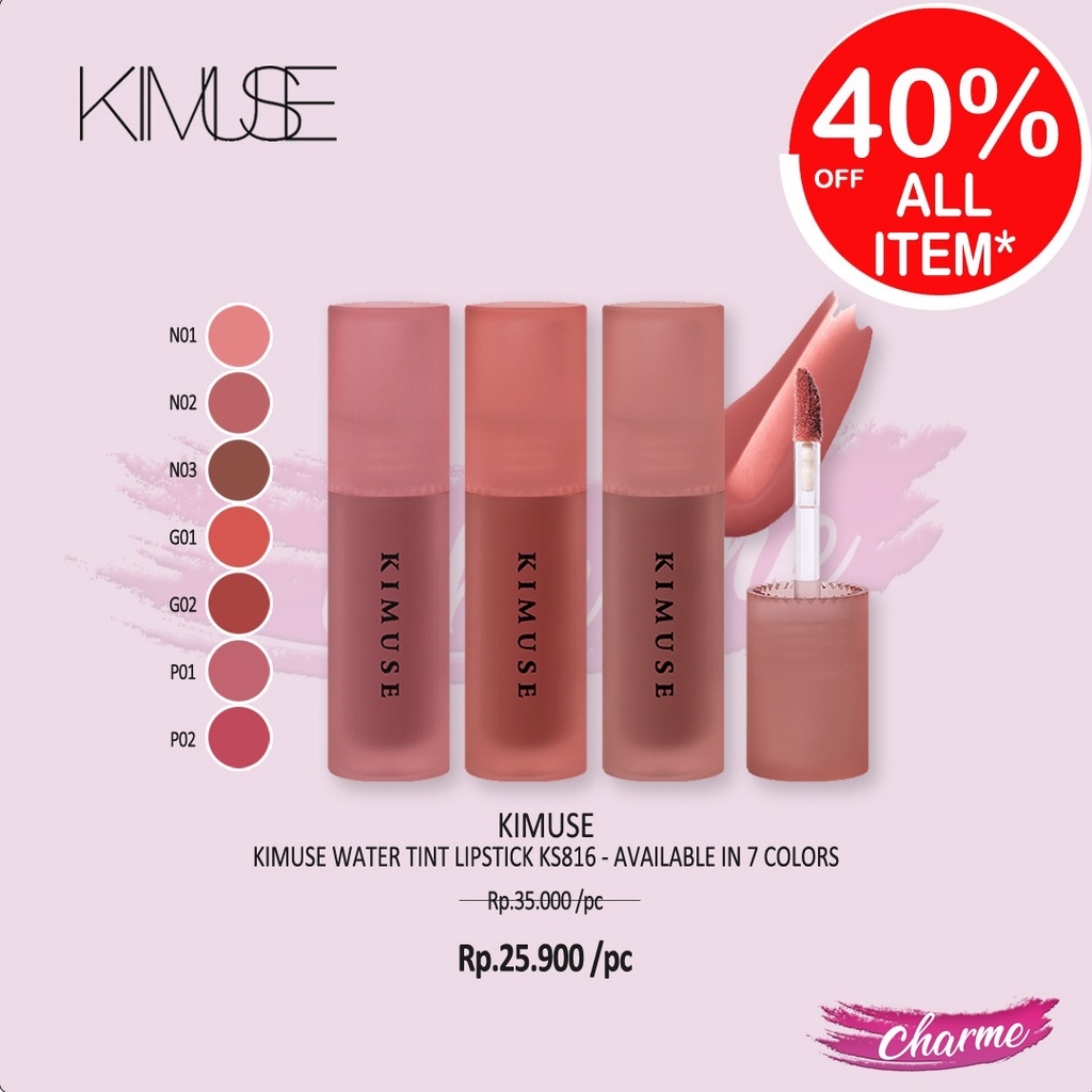 (READY &amp; ORI) KIMUSE Water Tint Lipstick Lip Stain High Pigmented KS816 KS 816