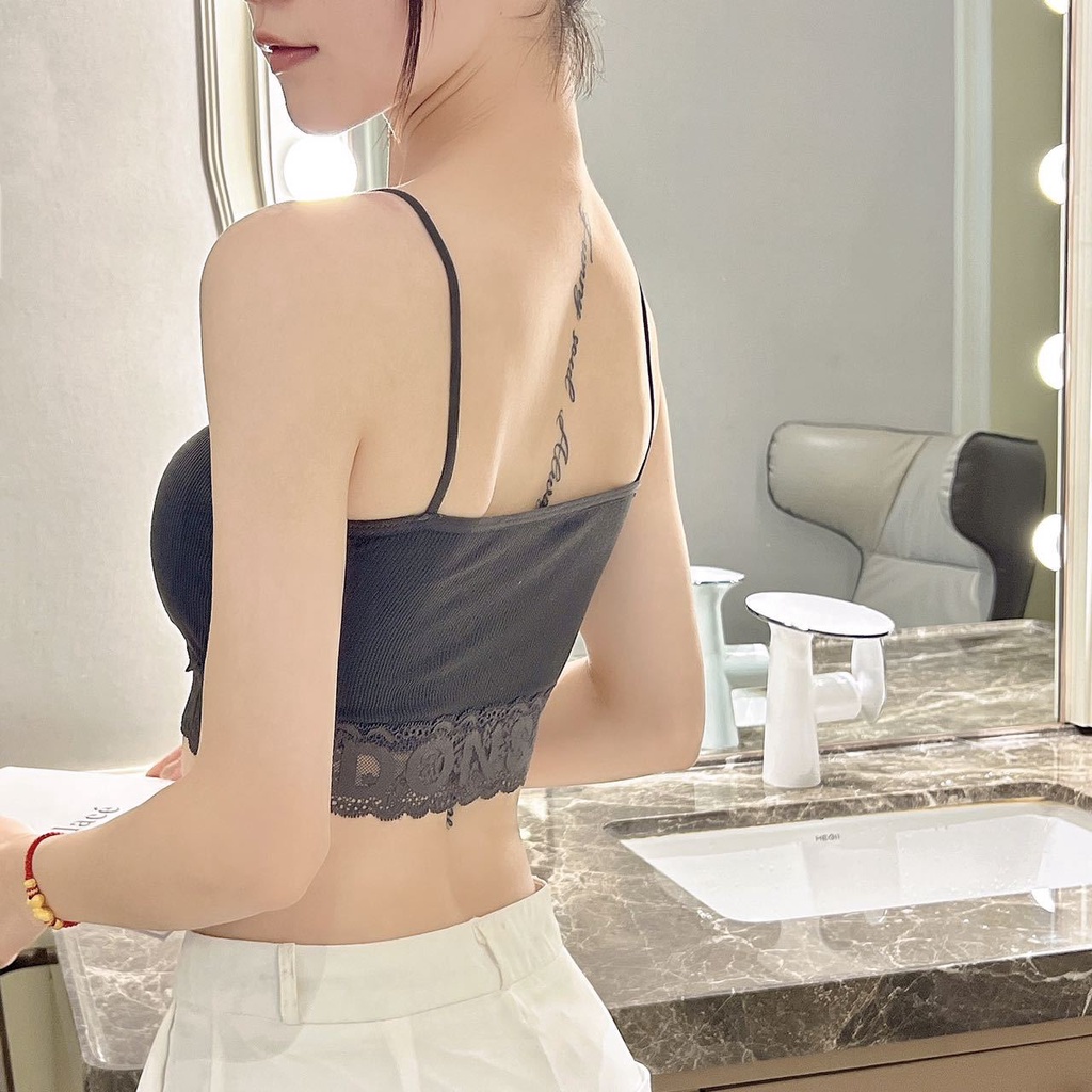 JBI-0236 Bra Kemben Fashion Wanita Korea Bra Olahraga Motif Renda Tali Tanpa Kawat