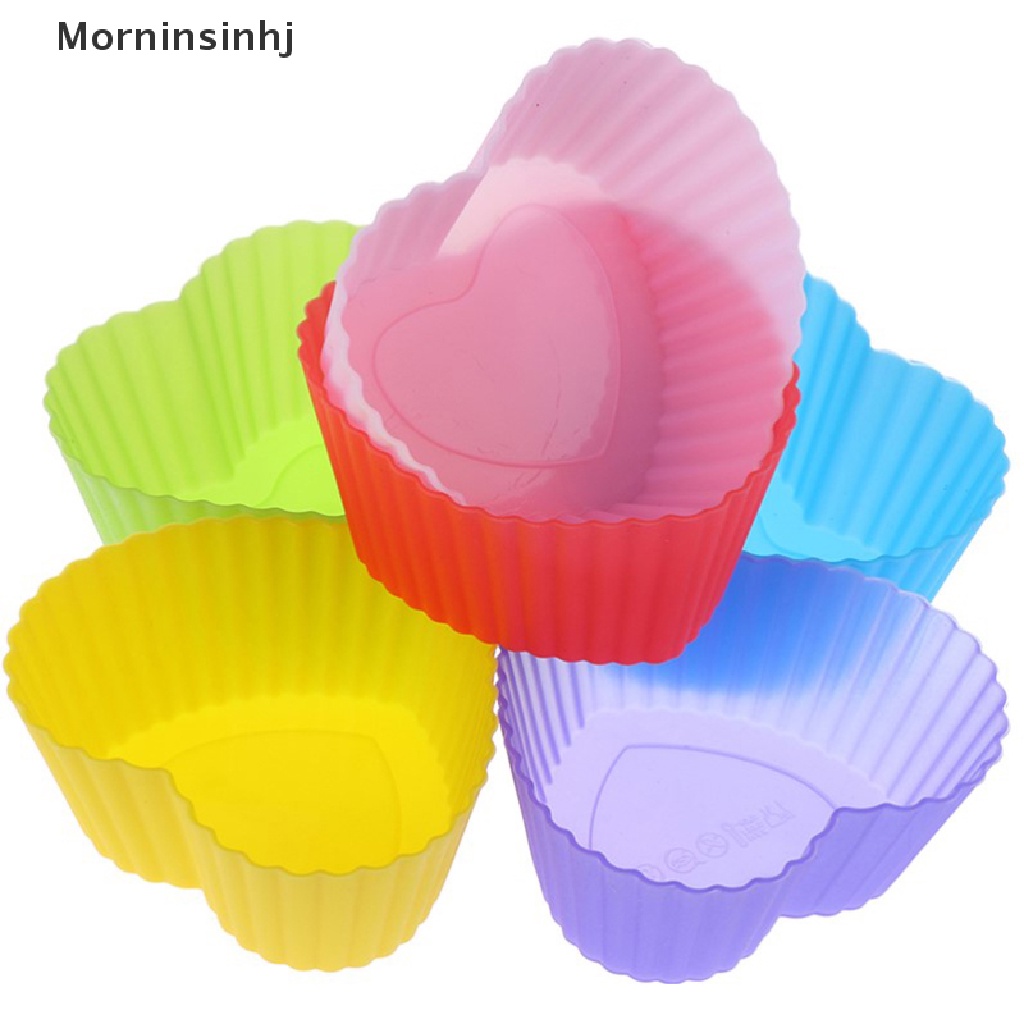 Mornin 6PCS Cetakan Silikon Hati Cupcake Muffin Baking NonsticHeat Resistant Reusable id