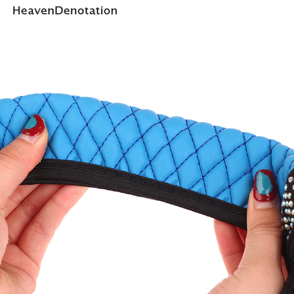 [HeavenDenotation] Universal 37-38 cm Kulit PU Bling Penutup Setir Mobil Berlian Imitasi Penutup Kemudi-Roda Mobil Interior Decor Aksesoris HDV