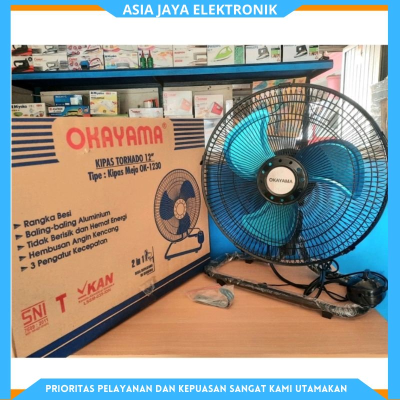 OKAYAMA 12 inch Kipas Angin Tornado Besi Meja dan Dinding 2in1 OK-1230