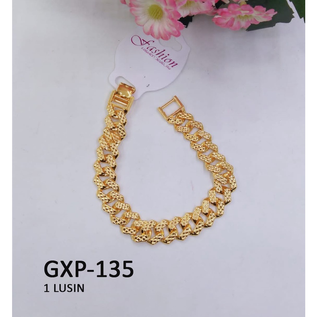 [1 LUSIN ISI 12] GELANG XP RANTAI EMAS GOLD POLOS TEKSTUR TERMURAH / DUNIA GELANG TERBARU