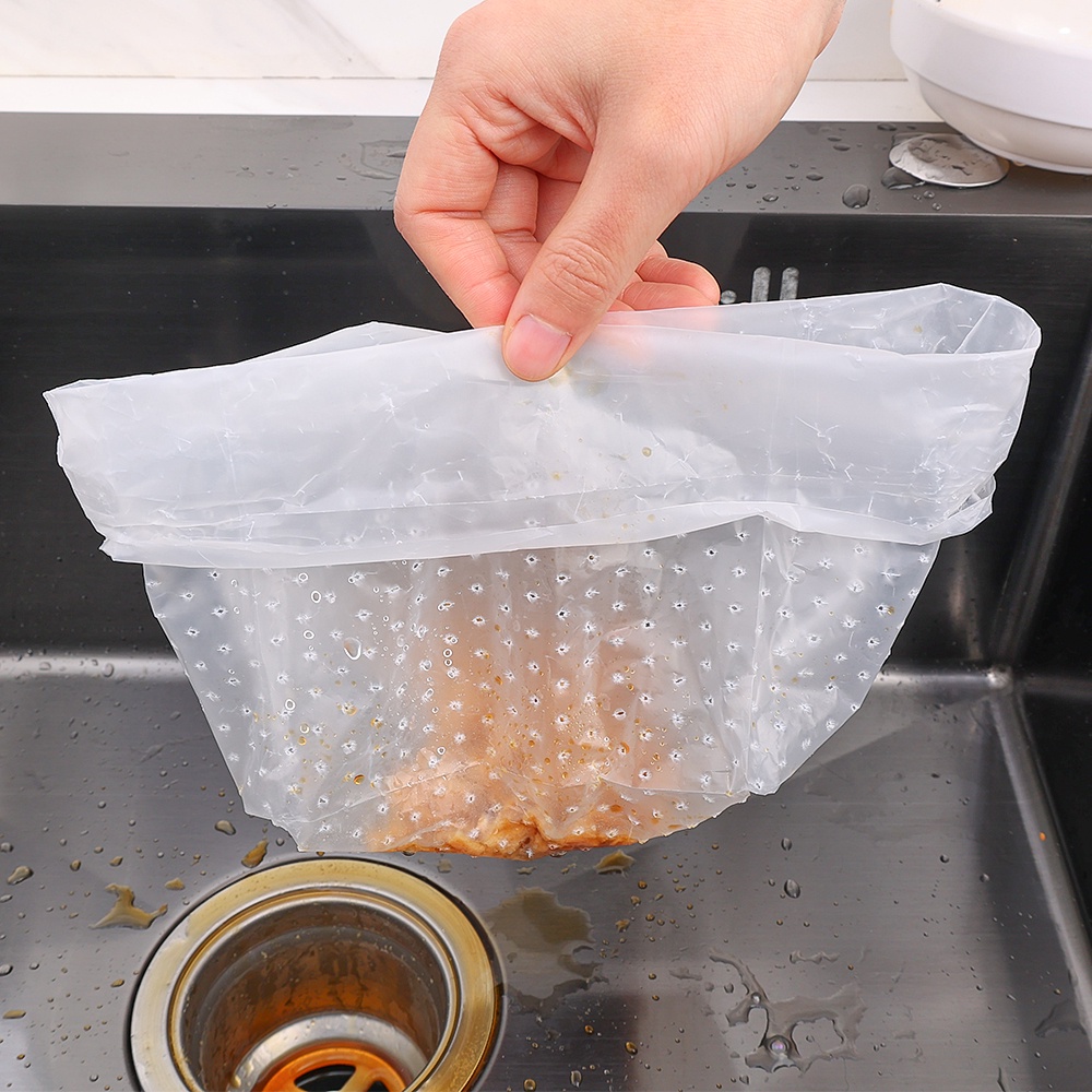 3 /10Pcs Kantong Pembuangan Sampah Dapur Pendukung Sendiri Sekali Pakai/Saringan Wastafel/Drainase Selokan Kantong Sampah Anti Blokir/Wadah Penyimpanan Pembersih Buah/Alat Pembersih Kamar Mandi